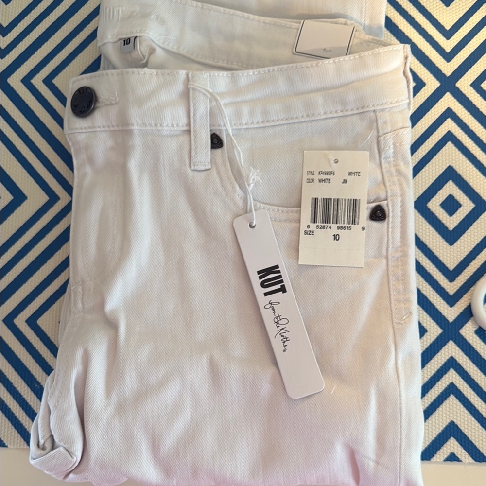 Kut from the Kloth White Ankle Cropped Jeans